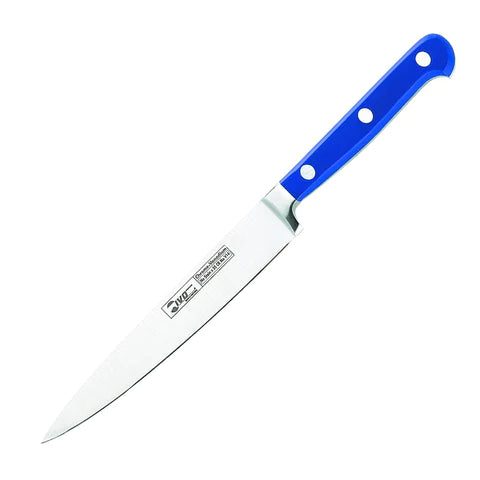 Euro-12- 6 in Boning paring knife. This IVO knife is a hot dropped from a single piece of high carbon German steel that consists of exact proportions of carbon,chromium,molybdenum and Vanadium. It takes almost 40 stages from forging to tempering to grinding to polishing, which means IVO knives is recognized around the world for its outstanding Quality.