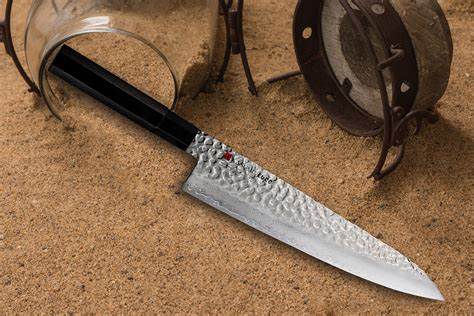 Kasumi Kiro knives Damascus and Hammered finish made by Sumikama Cutlery