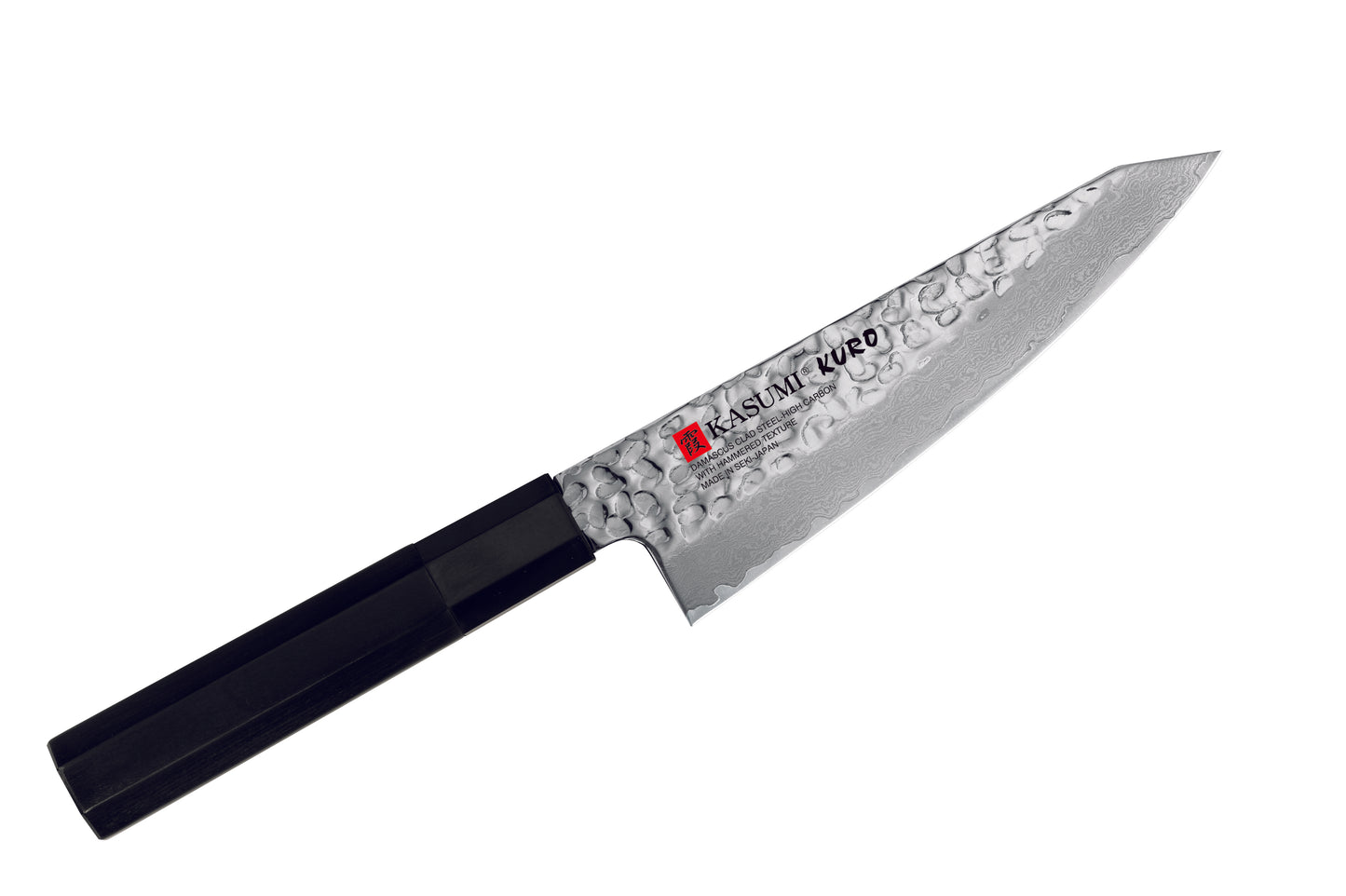 SM -37014 Kasumi Kuro knife 5.5 in Utility/ Boning knife manufactured by Sumikama Cutlery Damascus and Hammered finish.